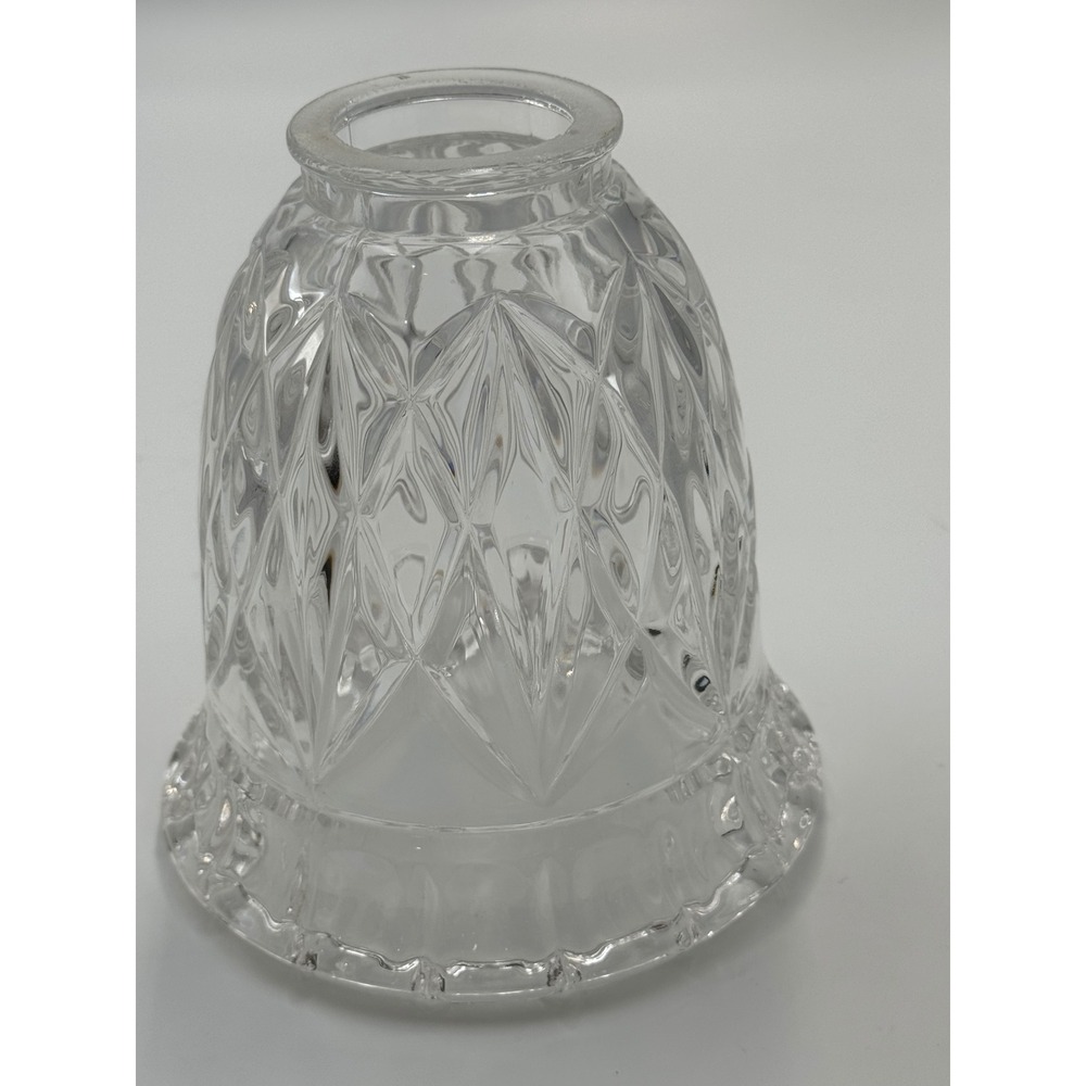 Royce Clear Diamond Cut Glass Lamp Shade Scalloped Bell Replacement‎ Globe